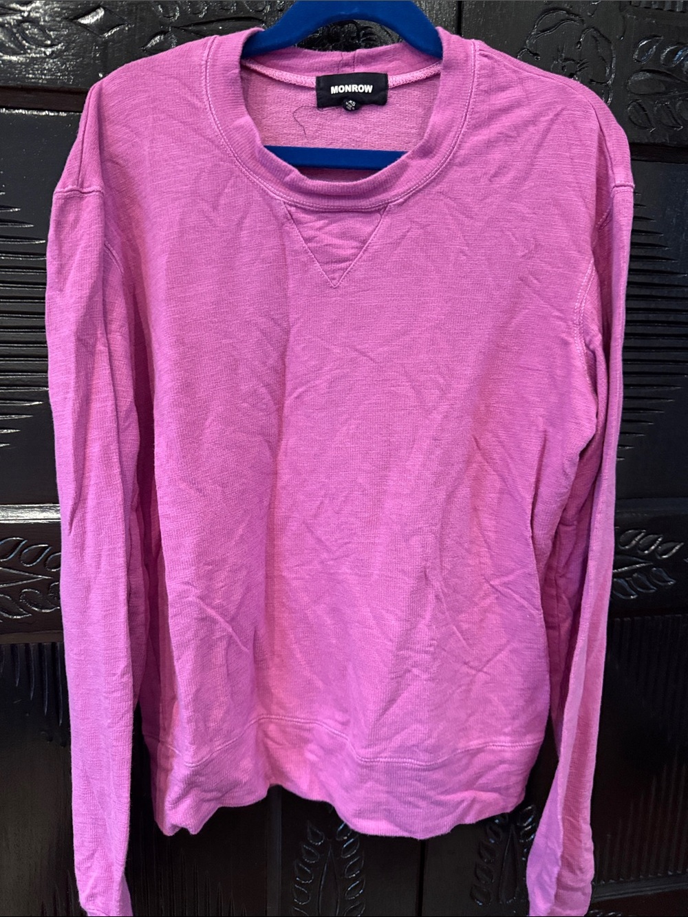 Monrow Bright Pink Crewneck Pullover Sweatshirt